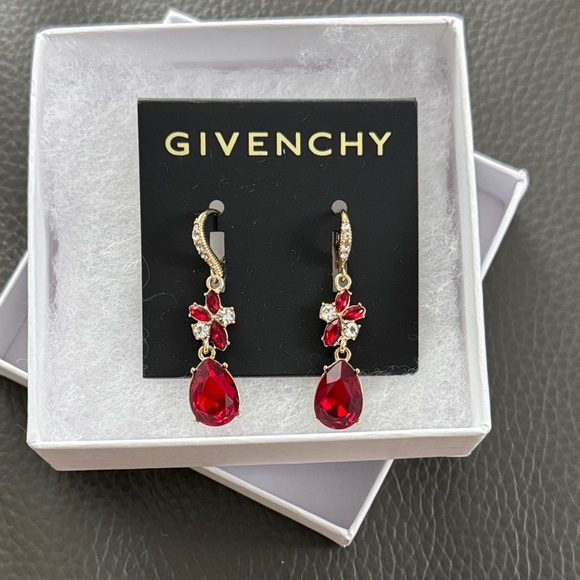 Givenchy Red and Gold Drop Earrings - Picture 1 of 6